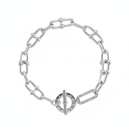 Pulsera Rhodium Watch-Link CZ Piece