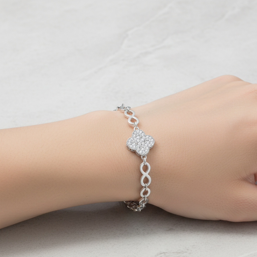 Pulsera Silver Lucky Clover Link