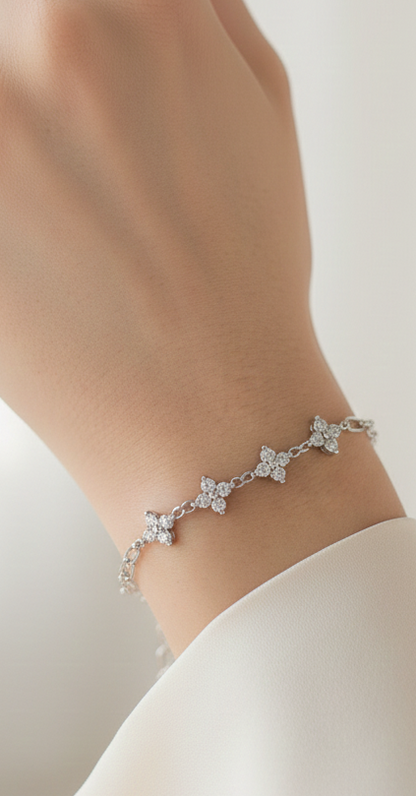 Pulsera Mixed Silver Flower Chain