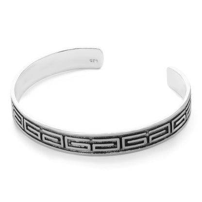 Pulsera Maze Pattern Silver Cuff
